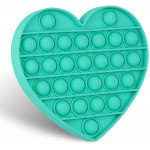 Jucarie senzoriala din silicon Push Pop Bubble, inima, Oktane, antistres, pentru scoala/birou, 15 x 1.6cm, verde